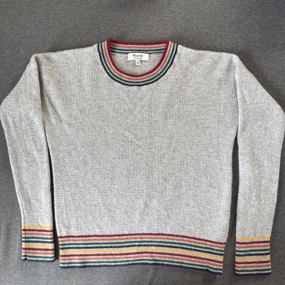 Madewell Rainbow Trim Cashmere Sweater Size XS - Picture 2 of 16